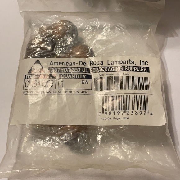 Wood knob natural 12 inch chain four pack - Picture 2 of 4